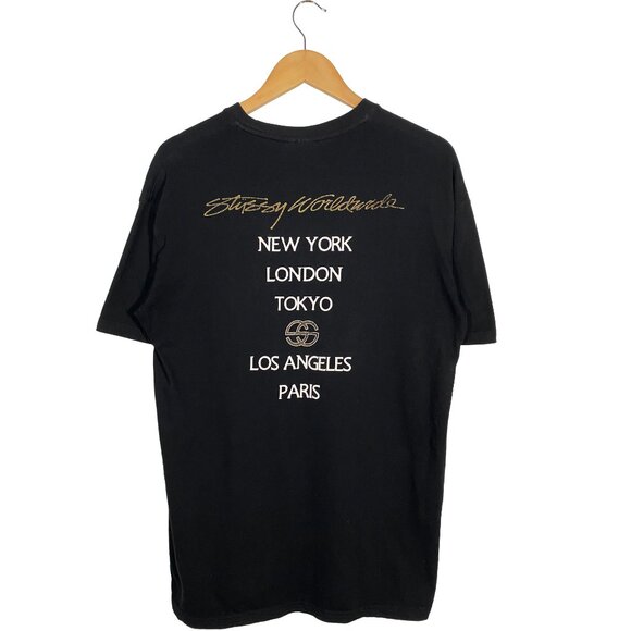 Vintage Stussy Australia Linked Monogram Short Sleeve Tribe Tee Black men's S - Picture 2 of 6